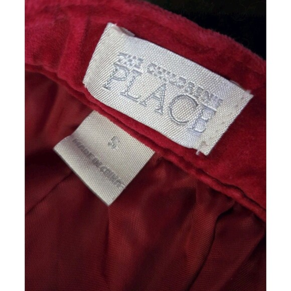 Childrens Place Red Black Velvet Skirt Girls Sz 5 Holiday Christmas Winter Warm - Picture 4 of 7